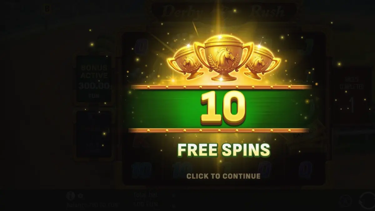 Tampilan visual slot Derby Rush dengan tema pacuan kuda yang mewah